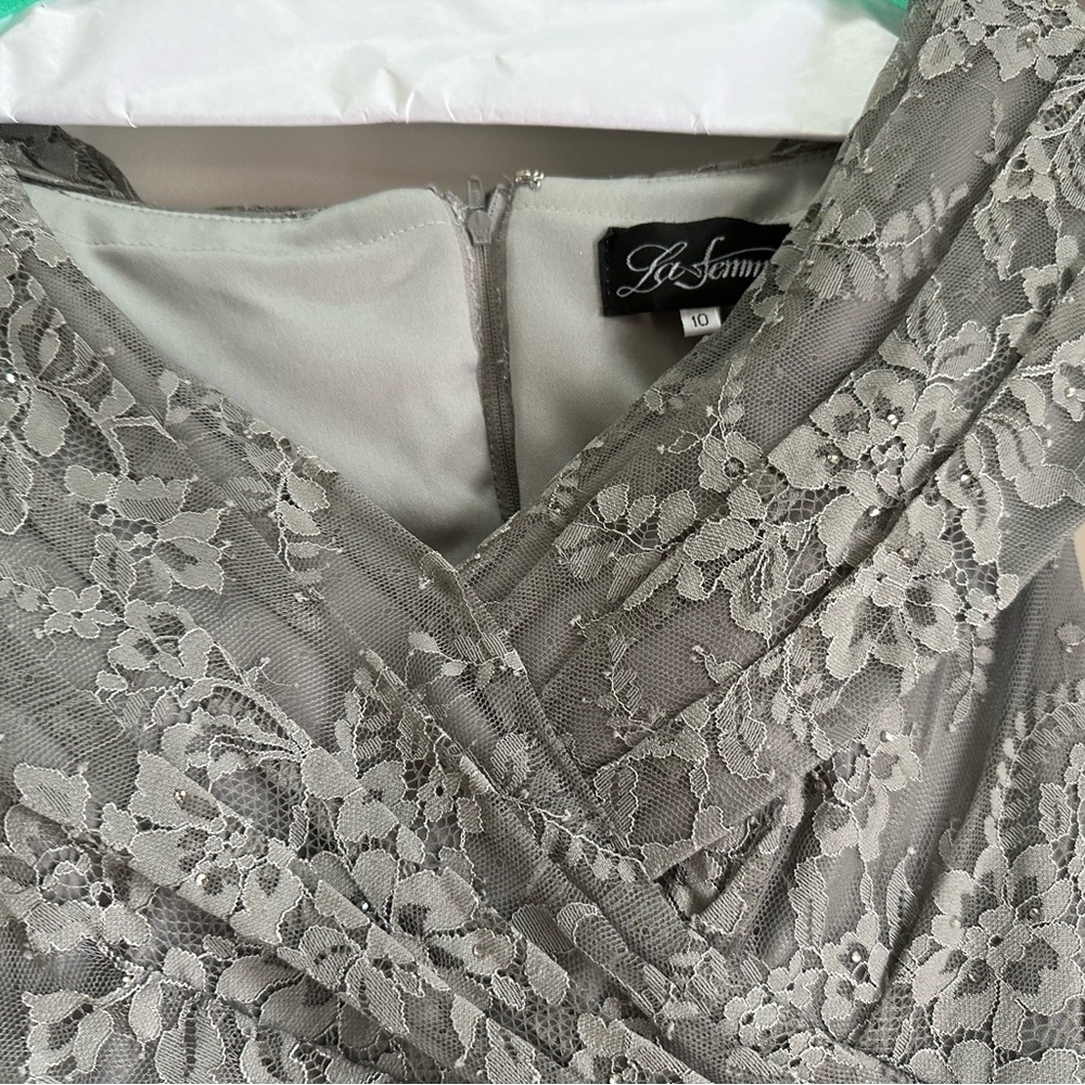 formal gown, LaFemme Portrait Lace Gown